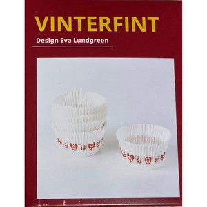 Ikea Vinterfint Baking Cup Paper Heart Pattern Kitchenware White Pack Of 65